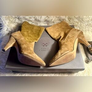 Vince Camuto Light Brown Suede Heeled Boots Woman's 9.5